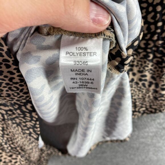 Jessica London Dress Women 26W Plus Black Animal Print Shift Short Button Up - Picture 4 of 7